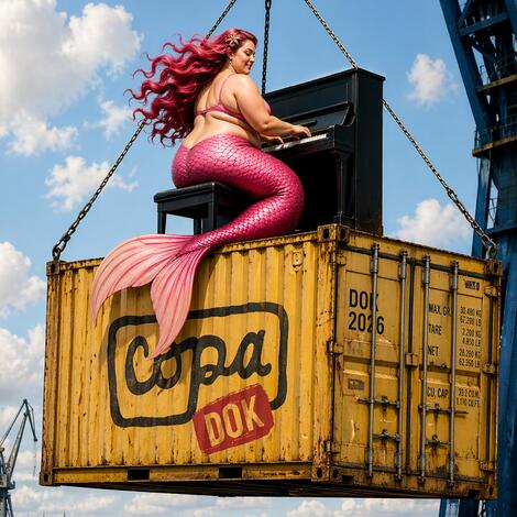 meermin op een container