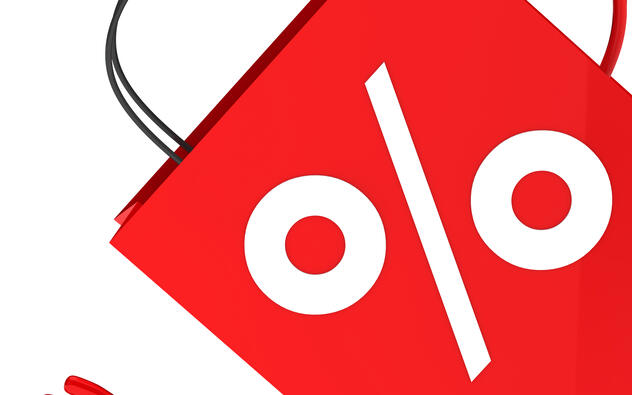 shoppingtas met percentage teken